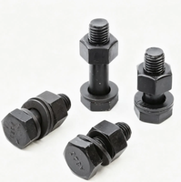 Set baut kepala segi enam HDG hitam GB/T1228 ASTM A325 A490 ukuran M16 M20 termasuk mur segi enam dan ring datar kombinasi baut