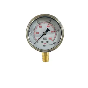 New Style Schwarzer Stahl 2 Zoll öl gefülltes Manometer mit boden montiertem Manometer für Wasser-, Gas messung