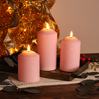 Décoration d'intérieur Matti's, bougie LED à flamme réelle en cire de paraffine 3D, rose, en forme de spirale ondulée, télécommande