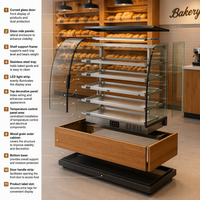 Vitrine de boulangerie en verre courbé sur mesure, en bois, conçue par des experts, directement de l'usine, pour café et pâtisserie - MOQ 1 pièce