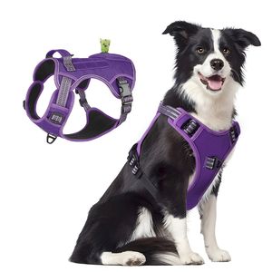Harnais tactique réfléchissant réglable pour chiens de taille moyenne, maille respirante en nylon, boucle à dégagement rapide, pochette à déchets intégrée - Product Image 4