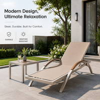 Chaise longue d'extérieur en aluminium avec dossier réglable, résistante aux intempéries, pour piscine, patio, jardin, cour arrière
