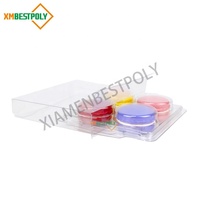 Boîte de présentation transparente à 4 cavités pour macarons PET Emballage personnalisé pour biscuits avec insertion Récipients à biscuits professionnels
