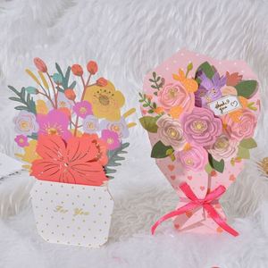 Wholesale Mother's Day 3D Flower Pop-up Greeting Card Wedding Invitation Handwritten Card Holiday Greeting Card with <b>Envelope</b> - Product Image 1