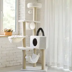 2022 vendite calde Cat Tree Climbing House Cat Toy amaca per Scratc Cat Scratcher Tower Condo 3 piani Luxury Pet conalbero