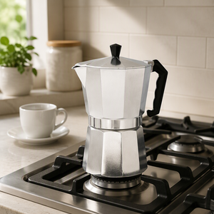 Caffettiera <span class=keywords><strong>Moka</strong></span> Ottagonale Classica in Alluminio Resistente per Espresso <span class=keywords><strong>da</strong></span> Fornello, <span class=keywords><strong>da</strong></span> 1 a 14 Tazze, Colori Argento Rosso Nero, Ingrosso OEM ODM - Product Image 1