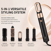 PRITECH Ensemble de coiffage à air chaud de luxe 5-en-1 1200W, boucleur automatique, sèche-cheveux ionique, kit de coiffage professionnel avec étui