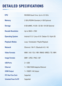 PC industriel RK3568 Android 11, double écran, lecteur d'affichage numérique 4K, ordinateur embarqué 2 GHz pour projecteur - Product Image 6