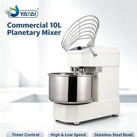 Mélangeur planétaire commercial 10L multifonction pour pâtisserie, machine à mélanger la pâte à gâteau, bol en acier inoxydable, 2 vitesses avec minuterie