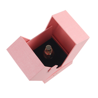 Boîte cadeau en carton rigide magnétique personnalisée rose à double porte, estampage or, laminage mat, soin de la peau, sérum cosmétique