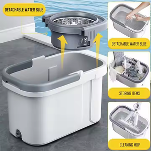 Mopa giratoria redonda superventas de fábrica para limpieza de suelos, con cubo de limpieza giratorio 360 y separación de agua sucia - Product Image 6