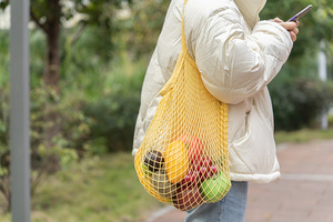 Wholesale Custom Logo Cotton <b>String</b> <b>Shopping</b> <b>Bag</b> Mesh Tote Grocery <b>Bags</b> Reusable Foldable Bagfor Fruit Vegetable - Product Image 3
