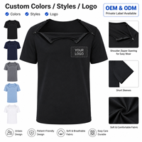 T-shirt médical unisexe en coton adaptatif avec fermeture éclair double épaule, vêtement de récupération post-opératoire, blouses d'hôpital personnalisées pour infirmières