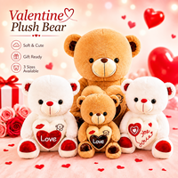 Boneka Teddy Bear Hati Cinta Grosir, Hadiah Valentine, Hewan Boneka Isi Dakron, Berbagai Ukuran, Stok Tersedia