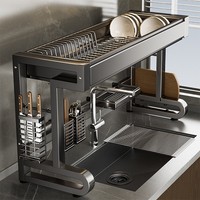 Égouttoir à vaisselle moderne et minimaliste pour évier de cuisine, support de séchage sur évier, hauteur 51 cm, rangement multifonctionnel pour bols et cuillères
