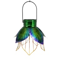 Luces Solares Colgantes para Exteriores, Lámpara Colgante de Metal Impermeable con Forma de Flor, Linterna Solar Decorativa para Jardín y Patio