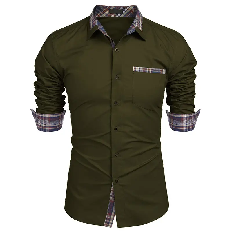 Camicia formale da uomo a manica lunga colori all'ingrosso piumino bottone per abbigliamento camicie casual per gli uomini