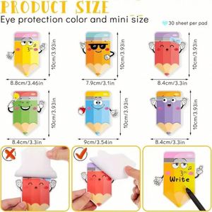 Cute Pencil-Shaped Sticky Notes <b>Journals</b> Must-Have Back-to-School Essential Memo Pads Cartoon Decorative Stickers for Study - Product Image 2
