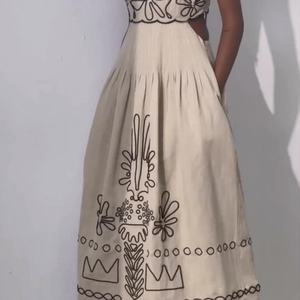 เดรสยาวทรงสลิปแบบเว้าหลังสำหรับผู้หญิงปี 2025 ดีไซน์หรูหรา พิมพ์ลายดอกไม้ แต่งระบาย  แบบสั่งทำได้ - Product Image 2