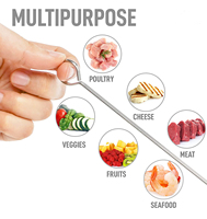 Brochettes de kebab en métal larges et réutilisables pour l'extérieur Grille de four Grill BBQ Barbecue Viande Poulet Pomme de terre Crevettes Aliments Pizza Outils