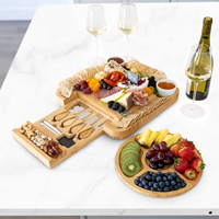 Plateau à fromages personnalisé en forme d'échiquier, plateau de service pour charcuterie, plateau à découper, ensemble cadeau avec plateau à fruits pour Noël