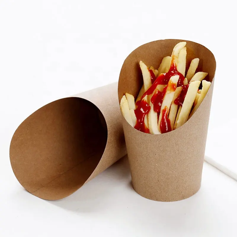 Kraft paper oblique potato chips cup snack paper cup disposable french fries paper cup