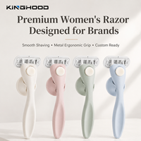 Rasoirs de luxe pour femmes avec logo personnalisé, 6 lames, bandes lubrifiantes, cartouches remplaçables, poignée en métal, pour peaux sensibles