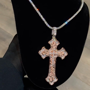 Pendentif en Moissanite Plaqué Or Rose, Argent 925, Bijou Tendance Hip Hop, Cadeau Idéal pour Hommes et Femmes, Soirée - Product Image 2