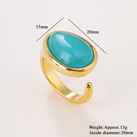 Bagues classiques en cuivre plaqué or 18 carats avec pierres précieuses naturelles (Amazonite, Quartz Rose, Apatite) – Bague ouverte unisexe tendance
