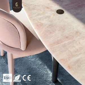 Modern Luxury Pink Marble <strong>Dining</strong> <strong>Table</strong> Sets Floating Ultra <strong>Thin</strong> Monolith Natural Vein Spectacle Centerpiece Home Furniture - Product Image 4