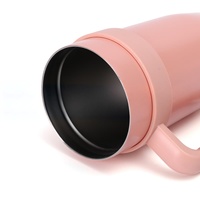 Nouvelle tasse de voiture isotherme élégante en acier inoxydable 304 à double paroi avec paille et poignée, bouteille d'eau géante de 40 oz
