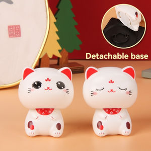 Nouveau 2 pouces grosse tête chat chanceux automatique hochant la tête Maneki Neko plastique artisanat Figure ornements solaire chat chanceux - Product Image 3