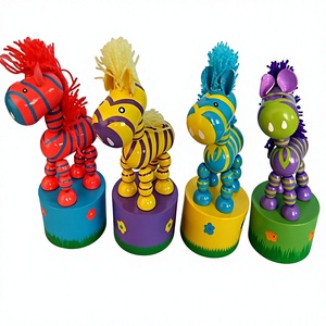 Marionette a dita in legno a forma di zebra - Giocattoli pop-up per bambini - Giocattolo a spinta - Product Image 1