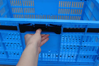 Réutilisable Empilable Mobile Chiffre d'affaires Ventilé Maille Stockage Pliable Pliable En Plastique Caisse Pliable pour L'agriculture Fruits