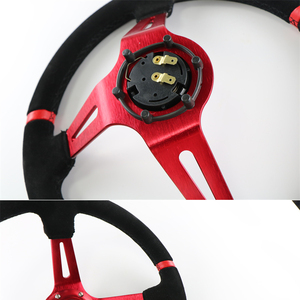 พวงมาลัย <span class=keywords><strong>MOMO</strong></span> 14 นิ้ว 350 มม. สีแดงด้าน ผลิตจากหนังเทียม PVC แบบ Nubuck สำหรับรถแข่งสปอร์ต ใช้ได้กับรถยนต์ Toyota <span class=keywords><strong>Honda</strong></span> และรถยนต์ทั่วไป พร้อมปุ่มแตร - Product Image 6