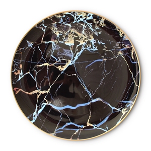 Ceramics Dishwasher Safe Bone China Dinning Ceramic Plate with Gold Rim Excellent Houseware Black <b>Marble</b> Dinner <b>Set</b> - Product Image 3