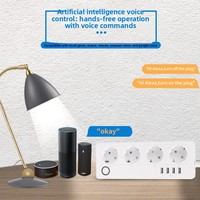 Prise intelligente Wi-Fi Tuya conforme aux normes européennes avec 8 prises, minuterie à commande vocale, ports USB pour hôtel et usage domestique, fabriquée en Chine