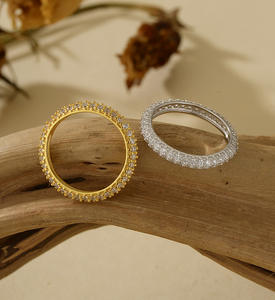 Moda Otoño e Invierno doble fila incrustaciones completas circón pareja anillos casado vida uso diario joyería fina - Product Image 2