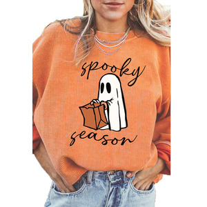 Maglione oversize con filo di velluto a coste personalizzato di <span class=keywords><strong>Halloween</strong></span> felpa girocollo da donna - Product Image 1