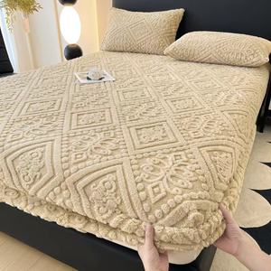 Cubrecama <span class=keywords><strong>de</strong></span> Terciopelo Coral Estilo Americano, Sábana Gruesa Térmica Protectora y Funda <span class=keywords><strong>de</strong></span> Colchón Completa con Técnica Tejida para <span class=keywords><strong>Invierno</strong></span> - Product Image 3