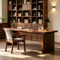 Bureau d'ordinateur ergonomique en bois sur mesure avec pieds à panneaux, table de bureau à domicile, table d'étude à bords arrondis