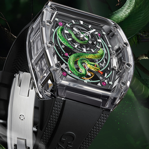 Montre automatique transparente BONEST GATTI pour homme, bracelet en fluororubber souple, lumineuse, étanche, mécanique - Product Image 2