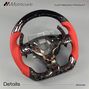 Volant personnalisé en fibre de carbone forgée rouge avec poignées en cuir rouge pour Volkswagen R32 MK5 Rabbit 2008 GTI Golf R Jetta - Product Image 3