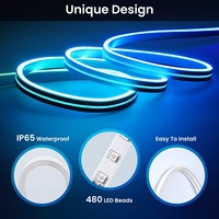Kit de bande lumineuse LED néon RGB USB 5V avec télécommande, synchronisation musicale, bande lumineuse flexible et colorée pour la décoration d'Halloween et de Noël