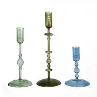 Candelabulares de vidro vintage, velas coloridas de pente longo e transparente, para venda