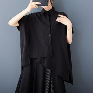 2026 Yeni Deconstructed Asimetrik Pamuk Karışımlı Gömlek Yamamoto Tarzı Japon Minimalist Toptan Gevşek Bol Kesim Bluz - Product Image 3