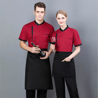 Vente chaude hôtel restaurant café bar logo personnalisé serveur serveuse personnel travail porter chemise uniforme à manches courtes serveur chef veste