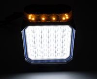 Feu de travail LED carré 4 pouces blanc/ambre, clignotant, balise, signalisation d'avertissement, projecteur tout-terrain pour chariot élévateur, remorque, camion