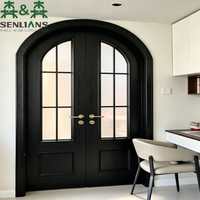 Portes doubles cintrées SLS Grand French Arched, portes intérieures en bois et verre sur mesure de luxe pour entrée de villa haut de gamme et décoration de manoir