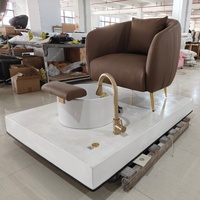 Fauteuil de pédicure électrique multifonction inclinable avec massage, bain de pieds en céramique, sans plomberie, mobilier de salon de manucure